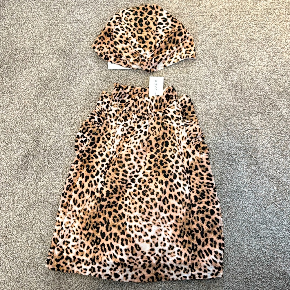 NWT Janie and Jack leopard tank and head wrap set! SZ 3 (tank) 2-3 (hat)